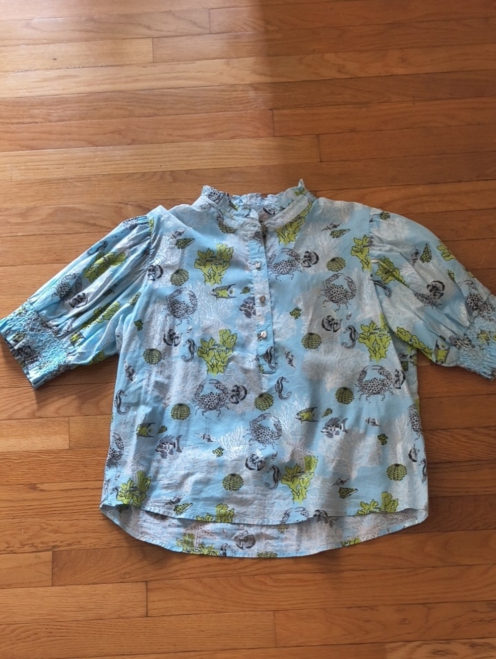 Jude Connally Light Blue Sea Life Button-Up Top
